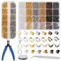 Crimp Beads Covers Kit with Bead Crimping Pliers Tool Brass Crimp Beads Tips Knot Covers Kit for for Jewelry Making DIY Craft.