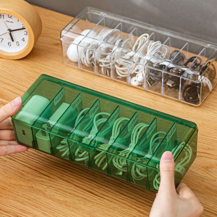 Data storage power charging mobile phone charger grid sorting tool desktop cable management box winding device