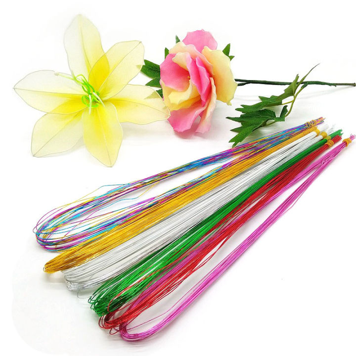 25Pcs 80cm Long Stocking Flower Iron Wire Used For DIY Nylon Flower Making Floral Wire Ronde Flower Material Accessory 0.46mm