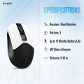 A4tech Fstyler FB12 Dual-Mode Wireless Mouse - Bluetooth & 2.4G Mouse - Connect upto 3 Devices - 1200 DPI - For PC/Laptop/Tablet/Smart TV - Black/White.