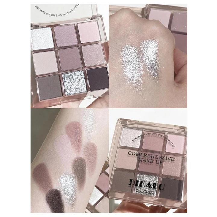 Dikalu%209-color%20New%20Korean%20Eyeshadow%20Palette%20Tray%20Pure%20Sweet%20Cool%20Ash%20Crushed%20Diamond%20Smoked%20Eye%20Shadow%20Plate%20Women's%20Makeup%20-%20Image%204