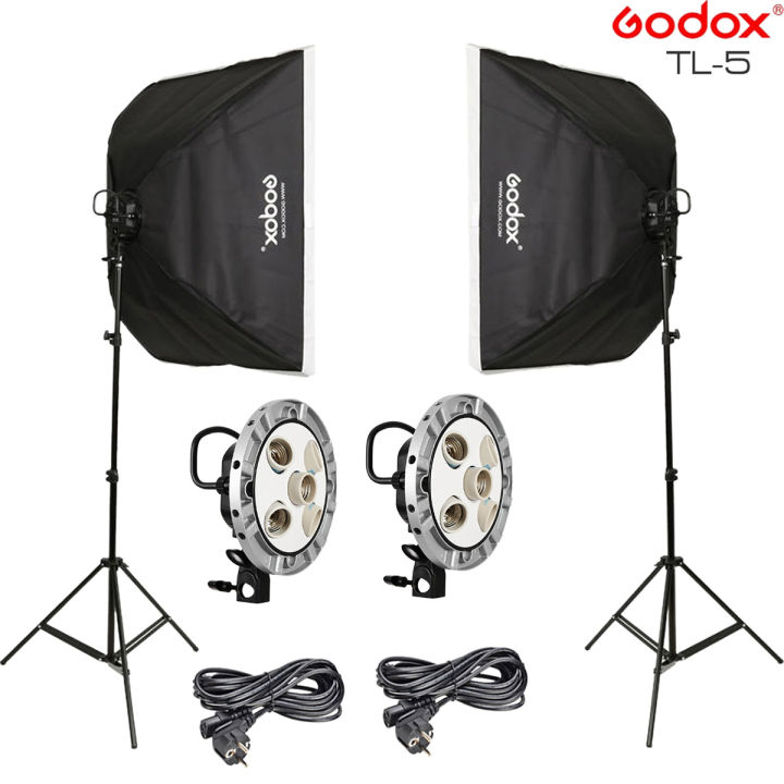 Godox Tl-5 5in1 Bulb Head Multi-holder Tricolor Light Stand Softbox 60 60cm for Clear High Definition Recording