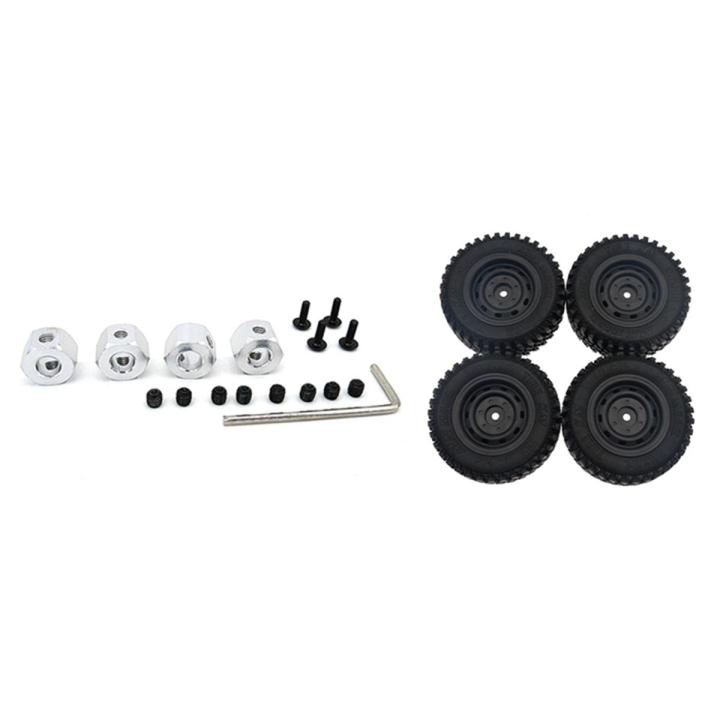 1 Set 5Mm To 12Mm Metal Combiner Wheel HUB Hex Adapter & 4 Pcs Rubber Wheel Tire Tyre