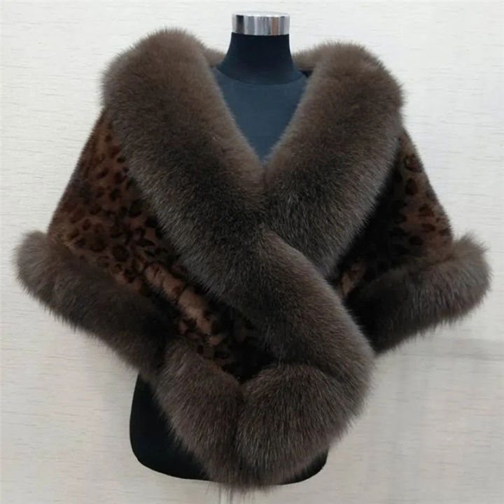 White%20Fur%20Shawl%20Jacket%20Women's%202024%20Autumn%20Winter%20New%20Faux%20Mink%20Fox%20Fur%20Dress%20Cheongsam%20Cloak%20Coats%20Thicken%20Warm%20Short%20Outwear%20-%20Image%202