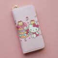 Sanrio Hello Kitty Purse Long Zipper Texture Student Card Bag Large Capacity Coin Purse Kawaii KT Cute Bank Card Bag Storage Bag.