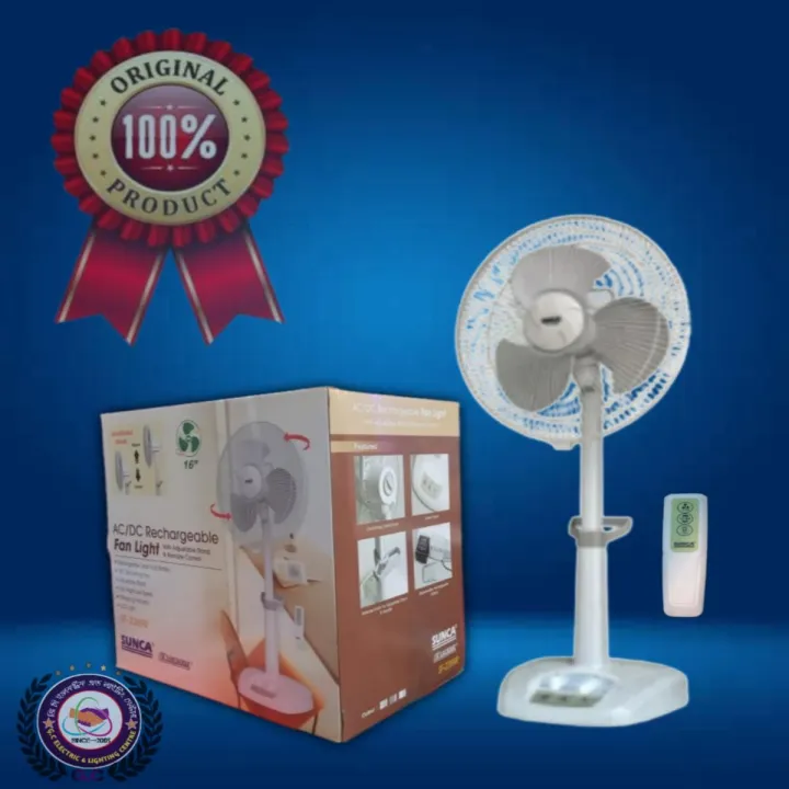 Sunka Fan Sunca 2389R Rechargeable Stant Fan, Size: 16 inch 12V, With Remote ...