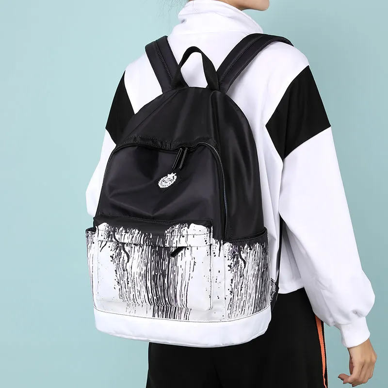 Black White School Satchel Unisex Casual Daypack Lightweight Women - Main Image