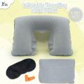 4 in 1 Inflatable Travelling Pillow set with eye mask, ear plugs and pouches - Stylish and Elegent - soft and comfortable. 