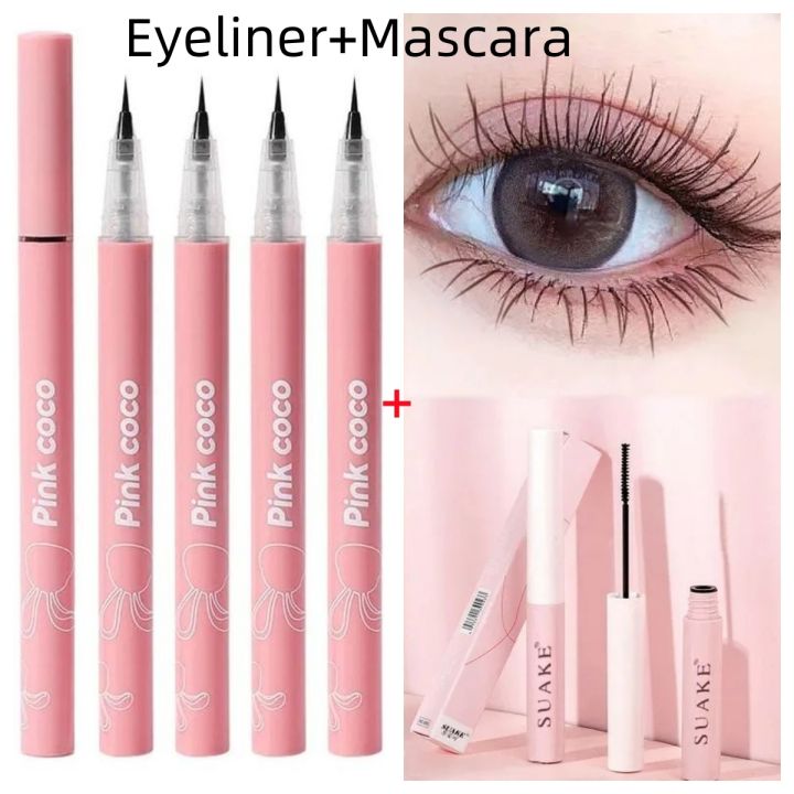Waterproof and non application durable eye cosmetics combination commodity eyeliner Mascara
