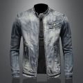 2022 New Hot Style Denim Jacket for Men Spring Autumn Zippers Solid Color Denim Coat.