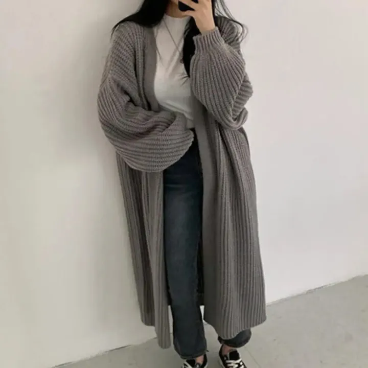Casual%20Cardigan%20Long%20Knitted%20Cardigan%20Women%20Tops%20Mujer%20Vintage%20Loose%20Sweater%20Coat%20Solid%20Oversized%20Jumper%20Korean%20Fashion%20Clothes%20-%20Image%202