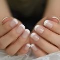 Summer Short Natural Nude White French Nail Tips False Nails Gel Press on Ultra Easy Wear for Home Office Wear. 