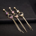 European and American hot selling body piercing pendant, belly dance navel ring, bow tassel long navel button, foreign trade source. 