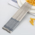 3 Pairs Stainless Steel Reusable Flower Printed Non-slip Chopsticks Tableware. 