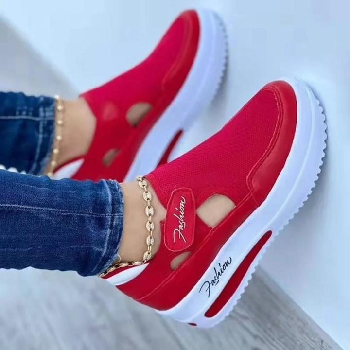 Red Casual Shoes Women Breathable Mesh Sandals Fashion Brand Summer Women Sandals Platform Vulcanized Shoes Femme New Sneakers Superman