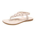 Cross border women's shoes foreign trade plus size bohemian herringbone sandals women's shoes summer new clip-toe flower flat shoes.