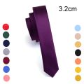 GUSLESON Super Slim Tie 3cm Satin Red Yellow Black Solid Ties Handmade Fashion Men Skinny Narrow Necktie For Wedding Party. 