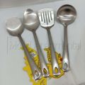 4 pcs stainless steel silver color Serving spoon set long rice spoon,Soup Spoon, Slotted Turner, slotted spoon 4 pcs cookware set.