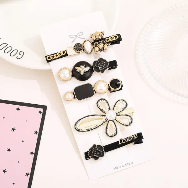 5%20Pcs%20Black%20Hair%20Clip-Simple%20Net%20Red%20Black%20Color%20Pearl%20Side%20Duckbill%20Clip%20Hair%20Accessories-%20Korean%20Style%20Bow%20Head%20Wedding%20Party%20Side%20Clip%20Metal%20Hair%20Pin%20Hair%20Accessories%20-%20Image%204