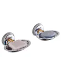 ABS Strong Suction Soap Dish Holder Tray Bathroom Shower Chrome Accessory. 
