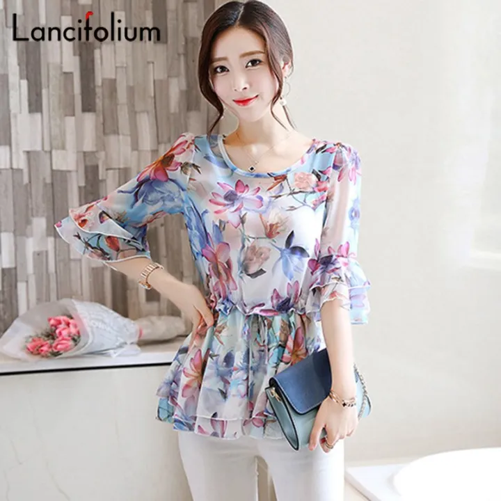 Floral%20Chiffon%20Blouse%20Women%20Summer%20Korean%20Ruffle%20Peplum%20Top%20Ladies%202020%20Elegant%20Plus%20Size%20Office%20Shirt%20Female%20Camisas%20Femininas%20-%20Image%207