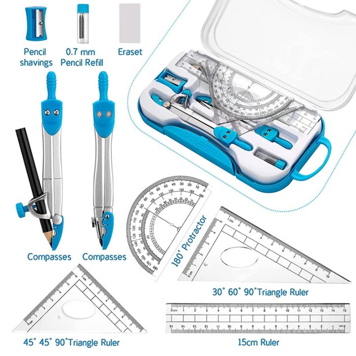 NAMUNY%20Geometry%20Set%2010%20Pcs%20Math%20Supplies%20Kit,Including%20Compass,Protractor,Ruler,Eraser,Pencil%20Ect,for%20Drawing%20and%20Measurement%20-%20Image%203
