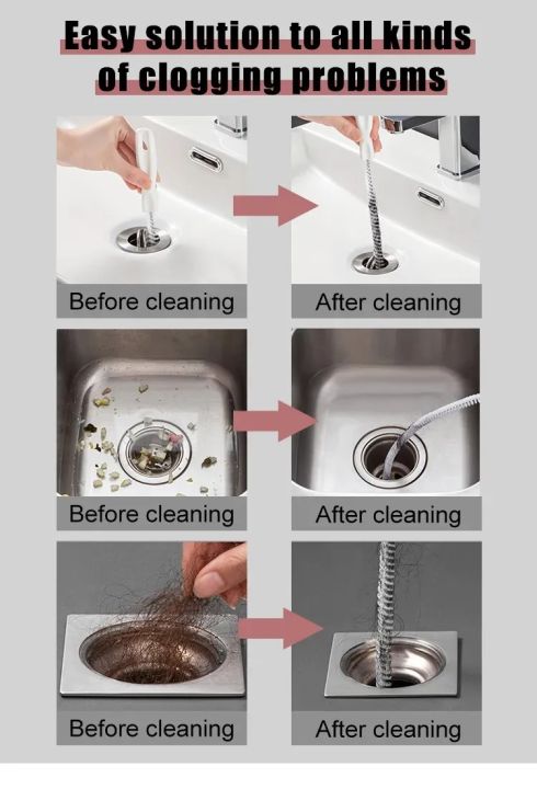 45cm Pipe Dredging Brush Bathroom Hair Sewer Sink Cleaning Brush Drain ...