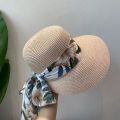 Small fresh bohemian shade sunscreen straw hat women's summer seaside vacation play bow duck tongue equestrian hat.