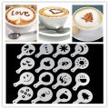 16pcs/Set Coffee Prinitng Mold DIY Plastic Coffee Foam Spray Template Cappuccino Coffee Decoration Stencil. 