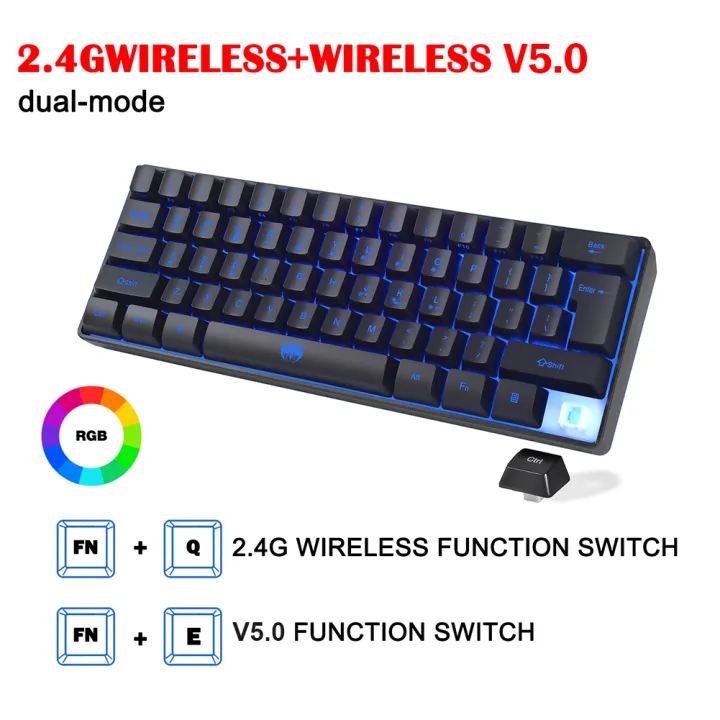 Gaming Keyboard G61 61 Keys RGB Backlit Dual Mode Wireless Keyboard Gaming PC Computer Keyboard Mechanical Keyboard