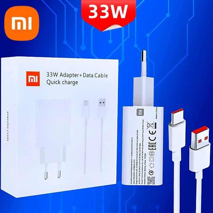 Xiaomi-Poco X3 Pro Fast Charger, Original Turbo Charge Adapter, 6A Type C Cable for Redmi Note 13, 12, 11, 10, 9 Pro, 33W