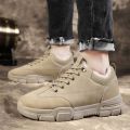 2022Winter Worker Boot Men's Low-Top Casual Warm with Velvet Thick Cotton Shoes Mid-Top Tide All-Matching Snow Boots Ankle Boots. 