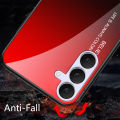 Biruiqu For Samsung Galaxy S25 FE Gradient Tempered Glass Back Soft Silicone Edge Case Cover. 
