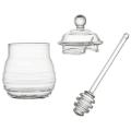 Transparent glass honey jar with lid Honey Jar with Dipper, Clear, 9 Ounces. 