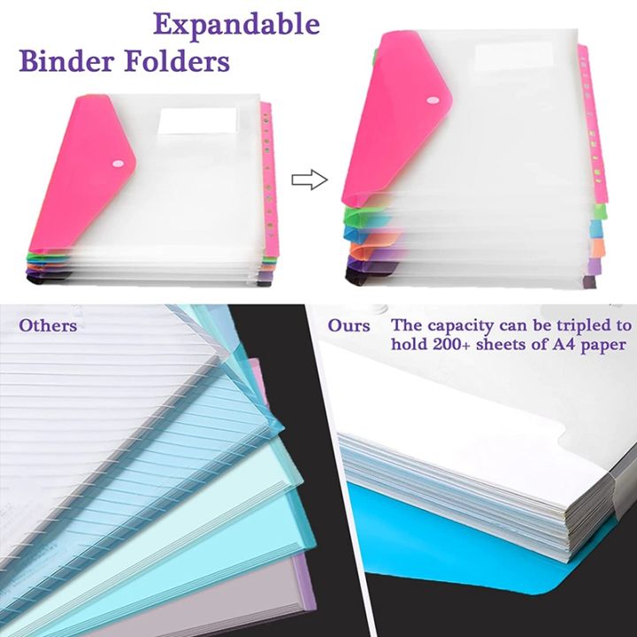 XHHDQES%2012%20Pcs%20A4%20Binder%20Pocket%20Expandable%20Envelopes%20Clear%20Plastic%20Envelopes%20for%20Ring%20Binder%20Folder,%20Snap%20Button%20-%20Image%202
