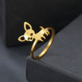 【Innovative design】Chihuahua puppy ring men and women stainless steel hollow dog puppy animal pet ring fashion jewelry gift. 