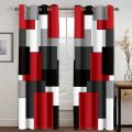 270*240 Cheap Abstract Geometric Black Red Modern Thin Two Windows Curtains for Living Room Bedroom Decor 2 Pieces. 