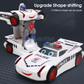 Hellokimi Electric Toy Car 360°Rotation P o lic e Car Vehicle with LED Light Music Dancing Deformation Rotating Car Light Music Dancing Deformation Rotating Car Automatic Lifting Door Universal P o li ce Cars Educational Toy Gifts For Kids.