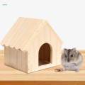 Hamster Wood House Hut Cage Accessories for Syrian Hamsters Lemmings Gerbils Style A. 