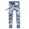 2022 High Quality Men Casual Jeans Coated Slim Straight Pleated Biker Jeans Pants Male Denim Casual Pants Plus Size 42. 