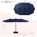 Rectangular Outdoor Umbrella With Base Included Patio Furniture Outdoor Set 15 Ft Extra Large Patio Umbrella With Solar Lights.