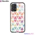 Jizetin for Samsung A52S 5G / A52 / A52 5G Glass Back Cover Decorative Pattern Glossy Tempered Glass Shockproof Soft Edge Phone Cases. 