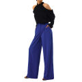 Women Casual Suit Pants Solid Color Loose Stretch High Waist Wide Leg Trousers for Home Office.
