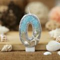 Birthday Candle 1 Year Mermaid Birthday Candle for Cake Sparkly Blue Seafish Gradient Candle Topper for Party Cake Decoration.
