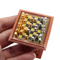 1Set 1:12 Dollhouse Miniature Alloy International Chess Set Checkerboard Chess Table Set Soldier Scene Model Home Decor Kids Toy.