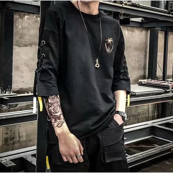 Idopy%20Korean%20Fashion%20Men%60s%20Street%20Style%20Lace%20Punk%20Gothic%20Pullover%20Designer%20Steampunk%20Hem%20%20Hop%20Sweatshirts%20Shirts%20Tees%20-%20Image%206