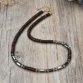 New fashion natural stone bead necklace men and women do not show steel jewelry pure natural coconut shell jewelry.