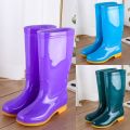 Women's Rain Boots High-Top Fashion Waterproof Antiskid Shoe Mid-Calf Rain Shoes Women's All-Season Warm Kitchen Rain Rubber Boots Work.