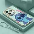 realme Note 50 note50 2024 Lovely Monster Stitch Rubber Phone Cover Glossy Plating Case Shockproof Casing with Strap.