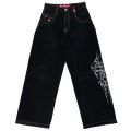 JNCO Baggy Jeans Y2k Women Street Hip Hop Rock Embroidery Pattern Vintage Harajuku High Waist Wide Leg Jeans Straight Leg Pants Superman.